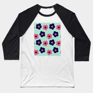 Retro Flower Power Mint| Vintage | Pattern | Florals | Pastel Baseball T-Shirt